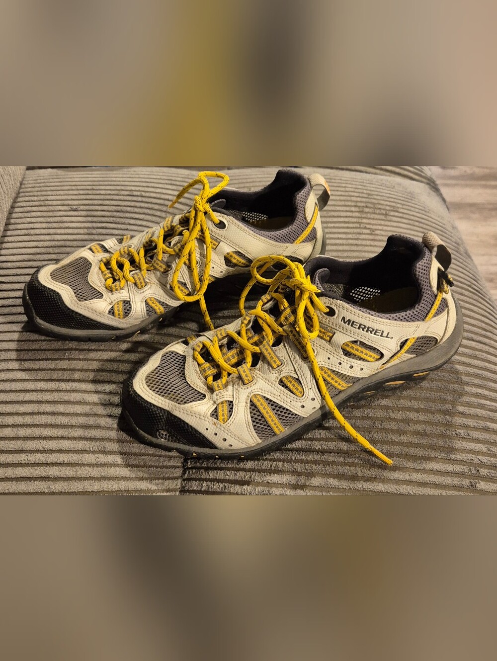 Merrell Waterpro Gray/Yellow Men's Pro Manistee Hiking Sport Shoes Size 7